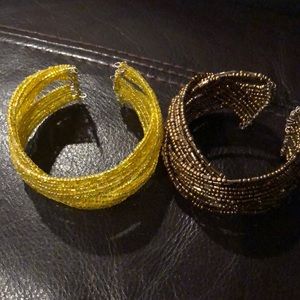 Bronze and yellow beaded bracelets